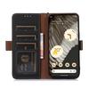 For Google Pixel 7a RFID Blocking Phone Cover Genuine Cow Leather Case with Stand Wallet