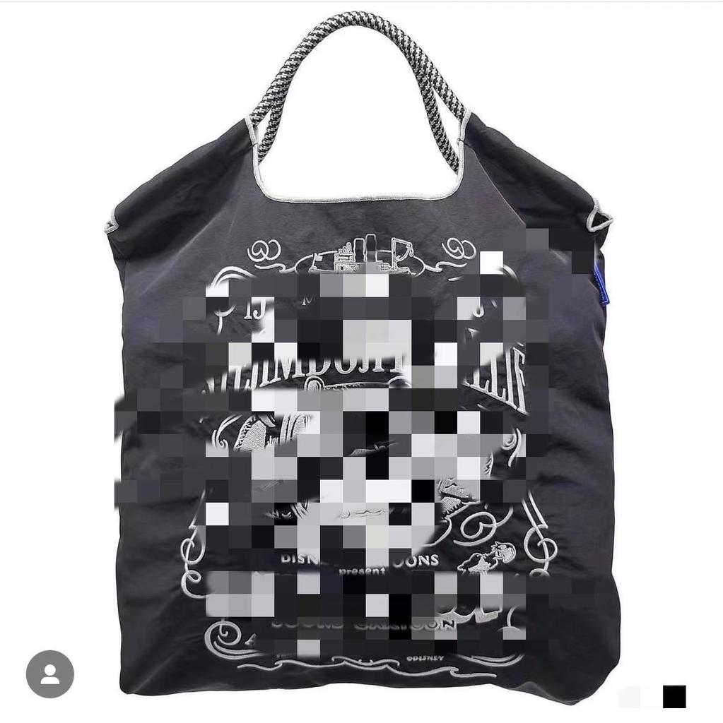 Chinesische Marke Bestickter Schwarzer Oxford-Stoff Shopper - Großes Fassungsvermögen, Vielseitige Nylon-Handtasche