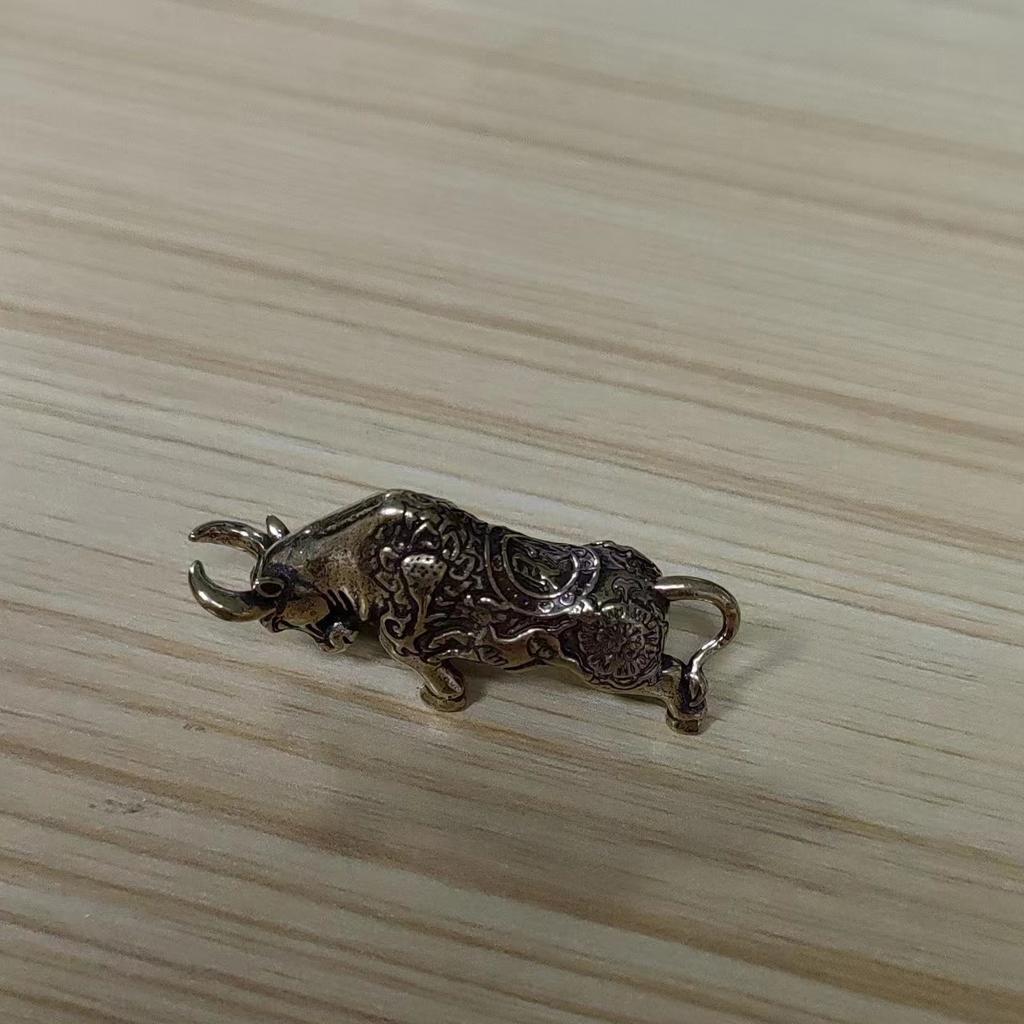 Brass Lucky Bullfighting Statue Copper Animal Miniature Figurine Pendant Home Ornaments
