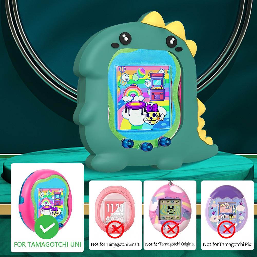 Protective Case Cute 3D Dinosaur Pattern Silicone Case Anti-Scratch Protective Cover with Finger Lanyard for Tamagotchi Uni 2025
