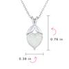 Romantic Opalence Simple Bridal Gemstone White Prong Set Created Solitaire Opal Heart Shape Pendant Necklace for Women Sterling Silver October