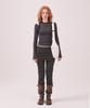 Minasu Brushed Striped Skirt Pants_Black