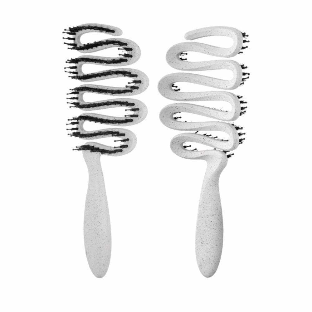 Useful Plastic Hollow Large Curved Comb Soft Bristles Anti Static Styling Comb Hairdressing Tools Daily Use белый