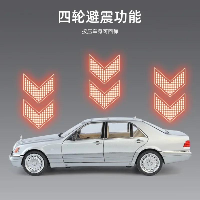 1:24 Mercedes Benz W140 320SEL Simulation Diecast Metal Alloy Model Car Sound Light Pull Back Collection Kids Toy Gifts