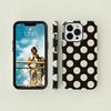 Polka-dotted Black with Phone Case for iPhone 17 17e 16e 16 15 14 13 12 11 X XS XR XSMAX 7 8 Air Pro Max Plus Double-layer Cover