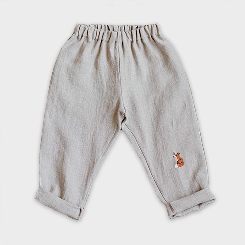 Boys' Cotton-Linen Elastic Waist Pants for Small & Medium Kids – Solid Color, Lightweight, Mosquito-Repellent Trousers
