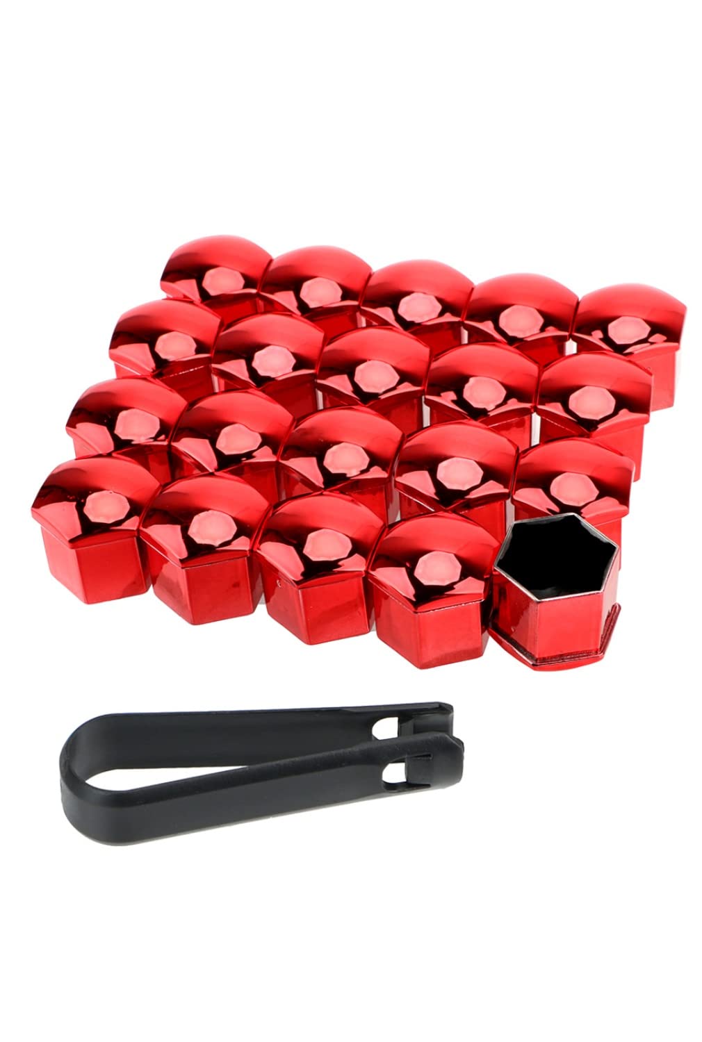 

[CHIFONE] Bolt Cap Colorful Car Tire Wheel Nut Cover General Purpose Red Blue Glossy Truck Rust Prevention 17mm Set of 20 Red