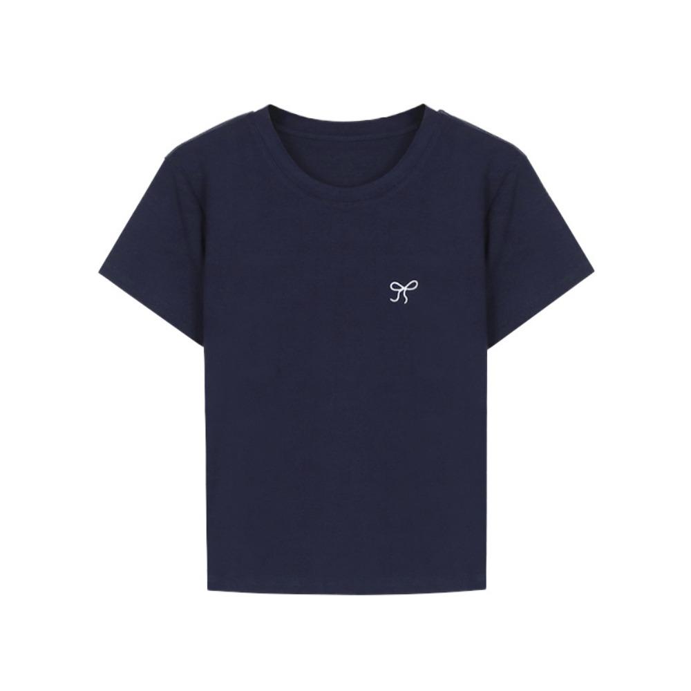 

Футболка с круглым вырезом, базовый укороченный топ с коротким рукавом, женская футболка, повседневная майка, облегающий женский укороченный топ, модная футболка, уличная одежда Y2k L