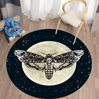 Death Moth Carpets for Living Room Area Rug Gothic Skull Round Carpet Floor Mat Butterfly Moon Star Carpet Doormat