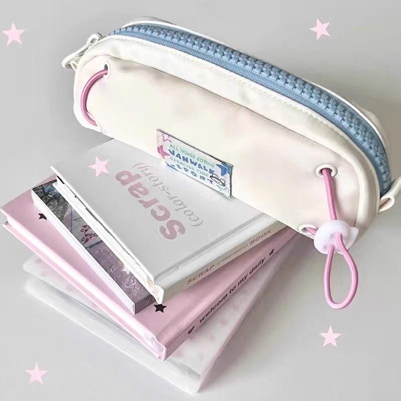 Ins Star Little Cat Pen Bag Multifunctional Student Gift Pencil Case Large Capacity Canvas Stationery Organizer School Office