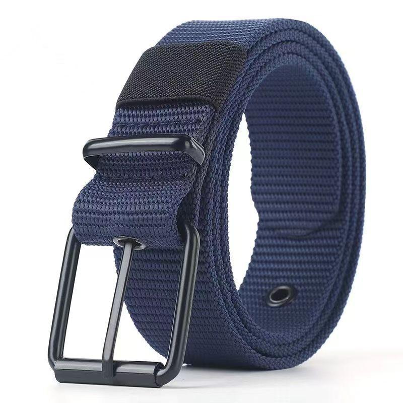 Men'S Belt Porous Canvas Pin Buckle Leather Belt Outdoor Sports Belt Women'S Trendy Eyelet Belt With Jeans Belt For Men Women
