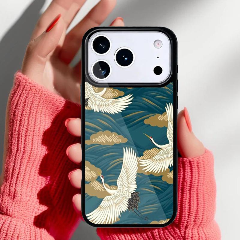 Japanese Cranes Art Phone Case for iPhone 17 16 15 14 13 Pro Max Back Cover for 12 11 Pro Coque