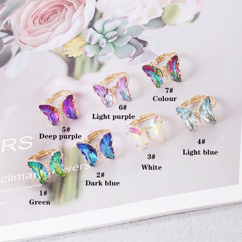 New European American Gradient Butterfly Ring Female Ins Fashion Trend Elegant Temperament Hand Ornaments For Ladies