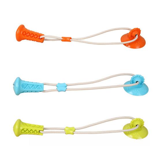 Dog Teething Toy with Treat Dispenser Suction Cup TPR Chew Ball Interactive Boredom Relief Dental Health Self-Play Pet Toy for Anxiety Energy Burn