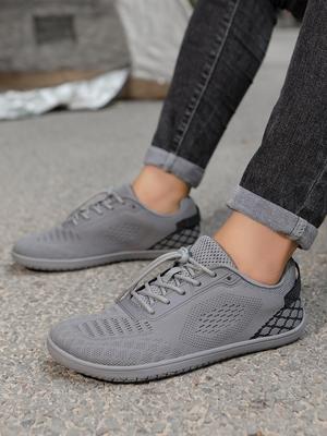 Unisex Wide Fit Barefoot Running Shoes - Soft Sole, Breathable Flyknit, Non-Slip, Casual Fitness, Large Size, Wide Toe