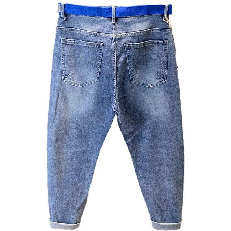 Men's Ripped Slim Fit Straight Jeans - Spring/Summer 2024 Fashion