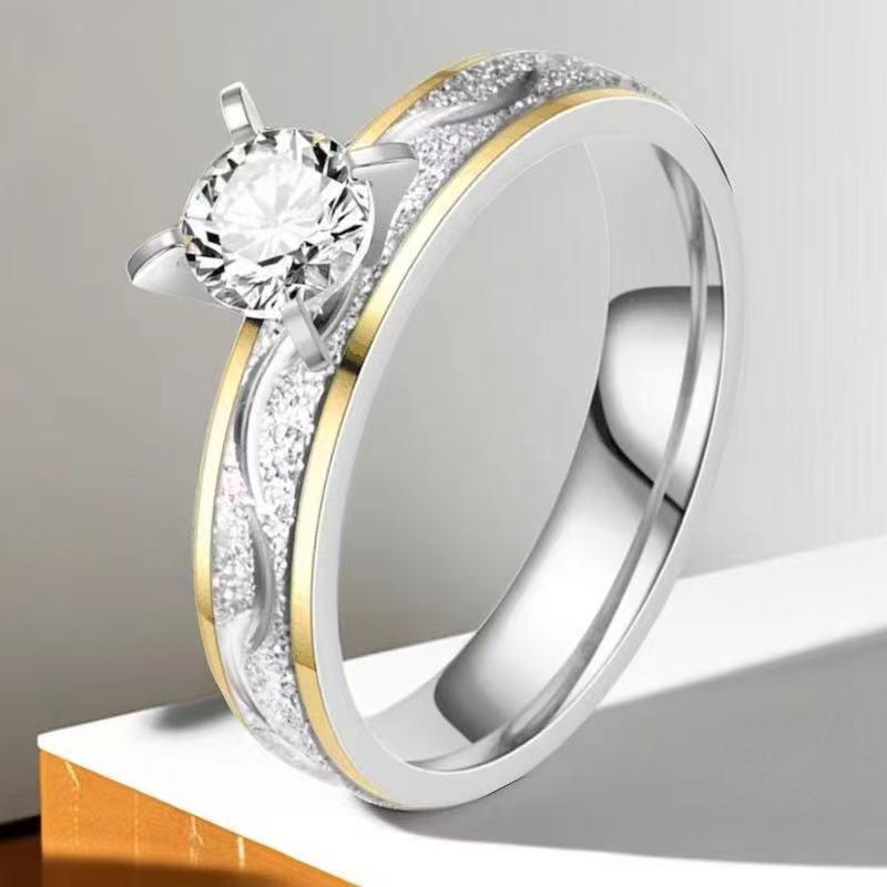 "Frosted Stainless Steel Couple Rings - Non-Fading Niche Design"