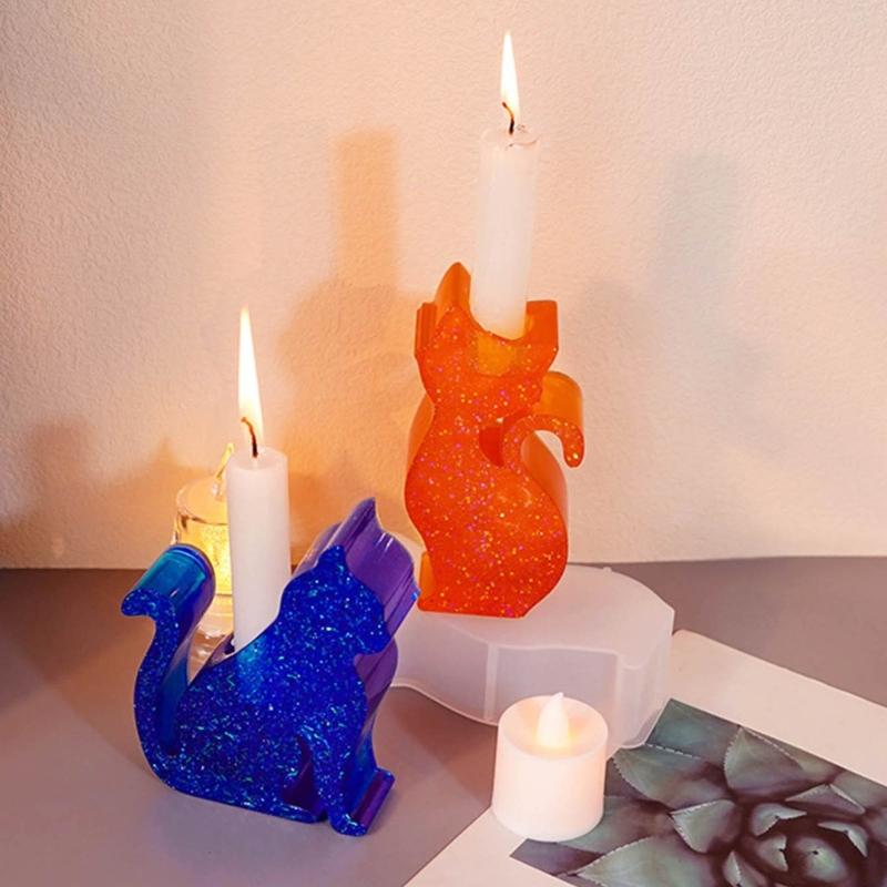 Kerzenhalter Harzformen Katzenform Kerzenständer Silikonform Einzigartiger Tierkerzenständer Epoxidgussform DIY Bastelarbeiten