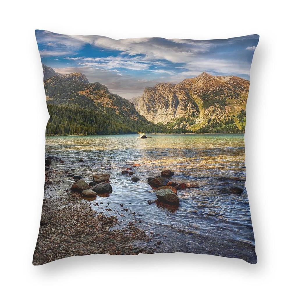 Phelps Lake Grand Teton National Park Square Pillowcase Polyester Linen Velvet Creative Zip Decorative Pillow Room Cushion Cover