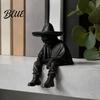 Artistic Character Ornaments 3D Printed Sitting Skeleton Shelf Sitter Figurine Gothic Hat Desktop Niche Creative Gifts Ornament Trendy Home