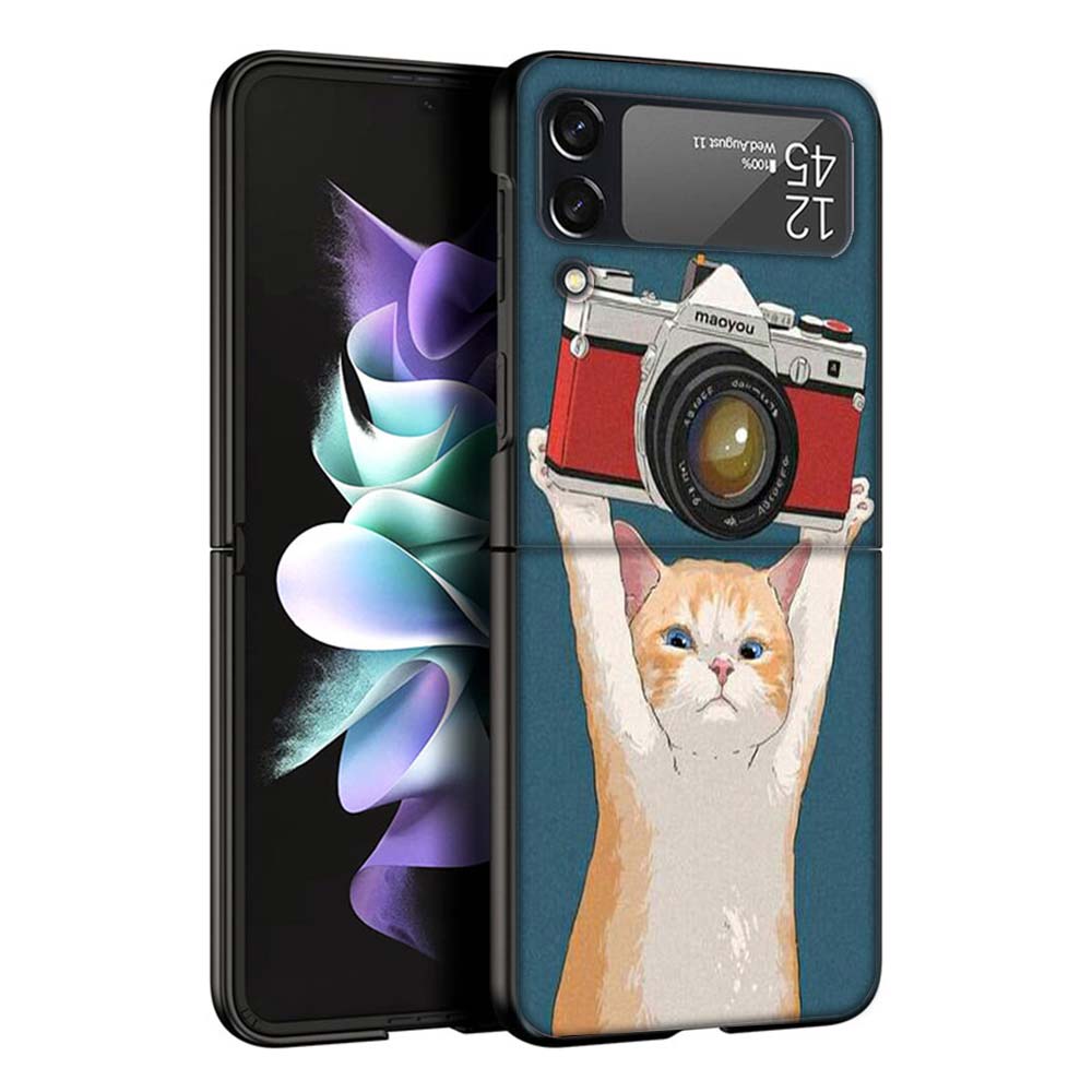 Cute Cartoon Lucky Cats Phone Case For Samsung Galaxy Z Flip7 Flip6 5G Flip5 Flip4 Flip3 ZFlip 7 6 3 4 5 Shockproof Back Cover G