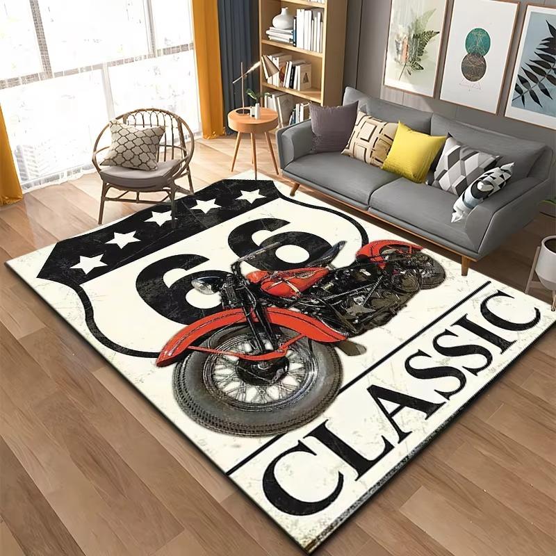 Historic Route 66 Pattern Rug Large Carpet Area for Living Room Kids Bedroom Sofa Kitchen Doormat Decor Child Non-slip Floor Mat