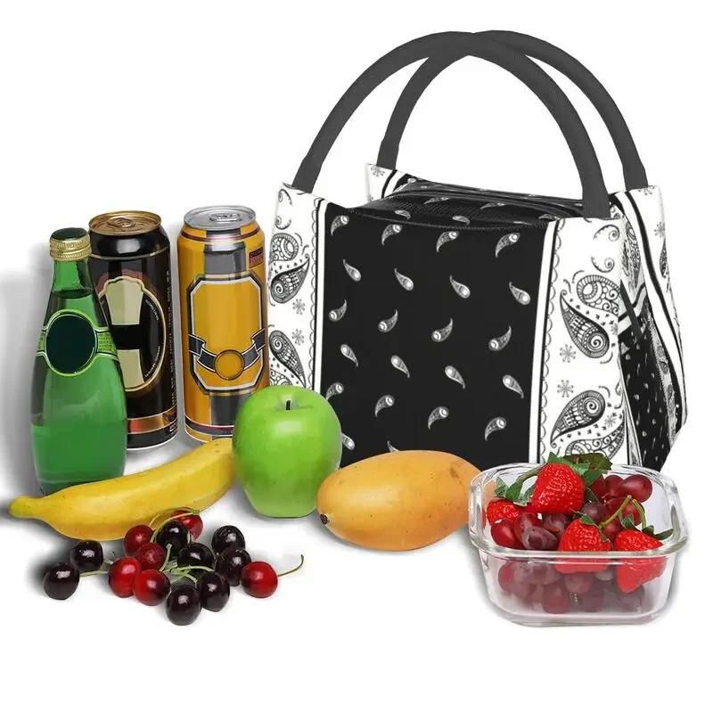 Geantă de prânz personalizată clasică Paisley cu model de bandană pentru femei, răcitor termic, cutie de prânz izolată pentru picnic, camping, muncă, călătorii