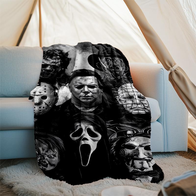 Halloween horror Theme Printed Blanket - Perfect for Couch, Bed, Travel & Outdoor Use | Machine Washable, Cozy & Durable.