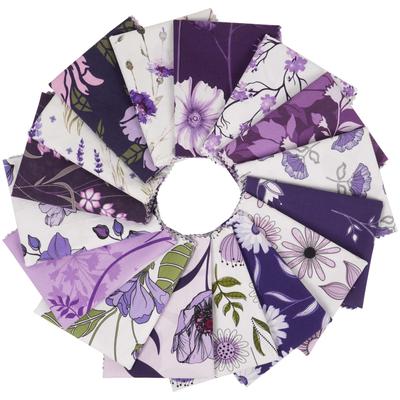 16-teiliges Fat Quarter-Paket, Blumendruck, 45,7 x 55,9 cm, DIY Patchwork, 100 % Baumwolle, vorgeschnittener Quiltstoff, Lila &