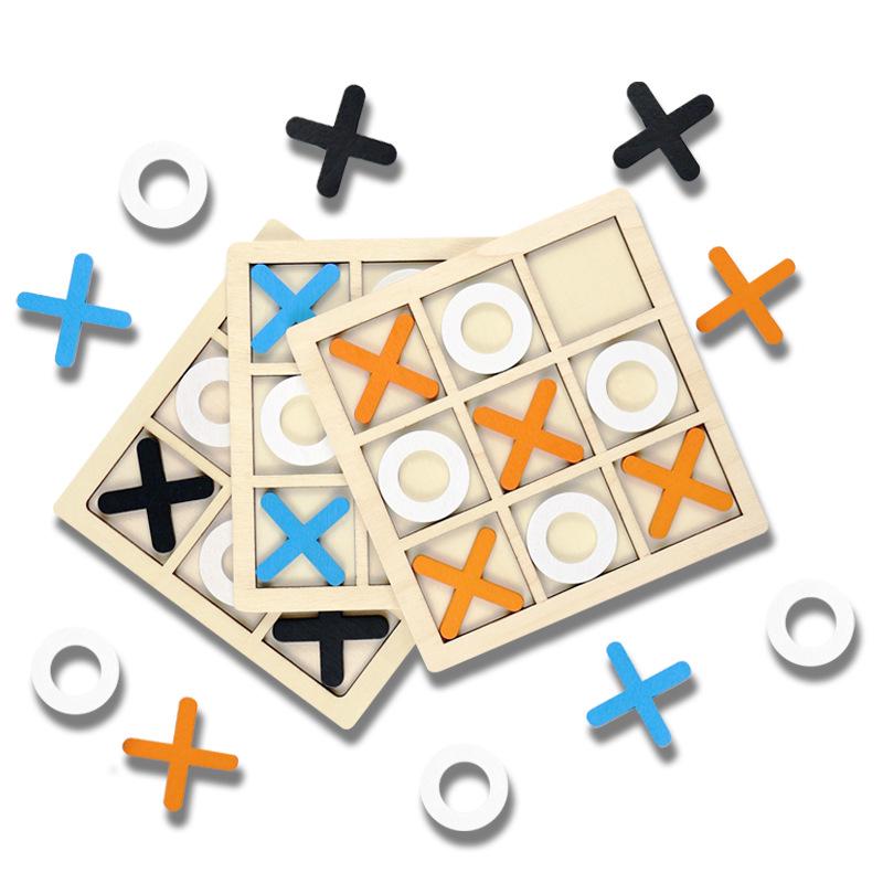 Wooden Tic-Tac-Toe Nine-Grid XO Game: Educational Toy for Children