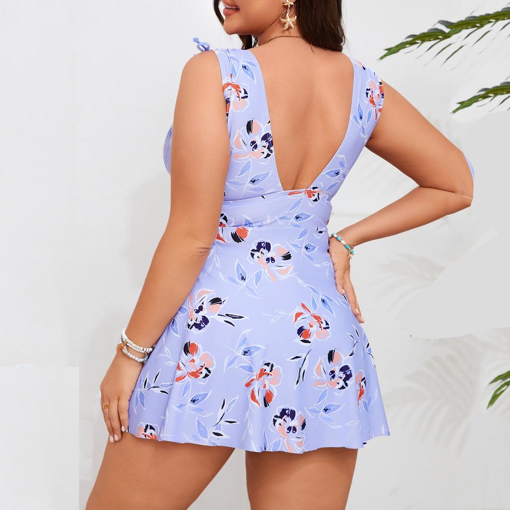 Women's Two-Piece Bikini Set Large Size Skirt Split Swimsuit