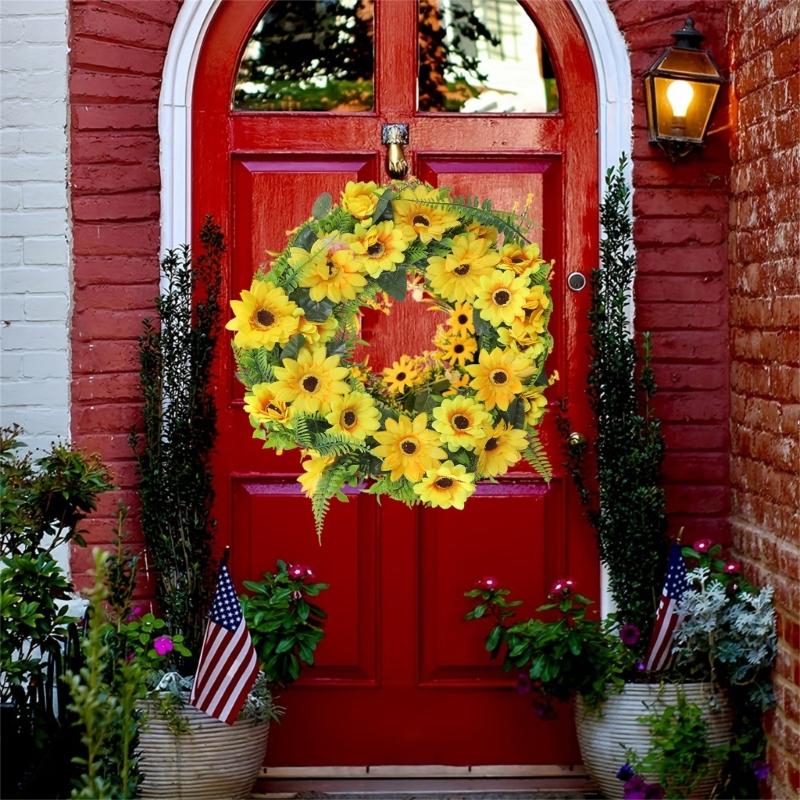 Artificial Sunflowers Wreath Front Door Wreath Spring Wreath for Front Door Farmhouses Garden Wedding Decorations
