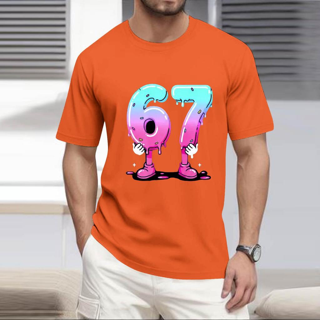 Men's  Popular T-shirt Printed Round Neck Short Sleeve T-shirt