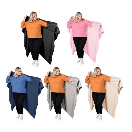 Wearable Blanket Adults Flannel Blanket Shawl Warm Cape Wrap Cozy Winter Blanket for Home Office Living Room Lounge Christmas Gift Idea