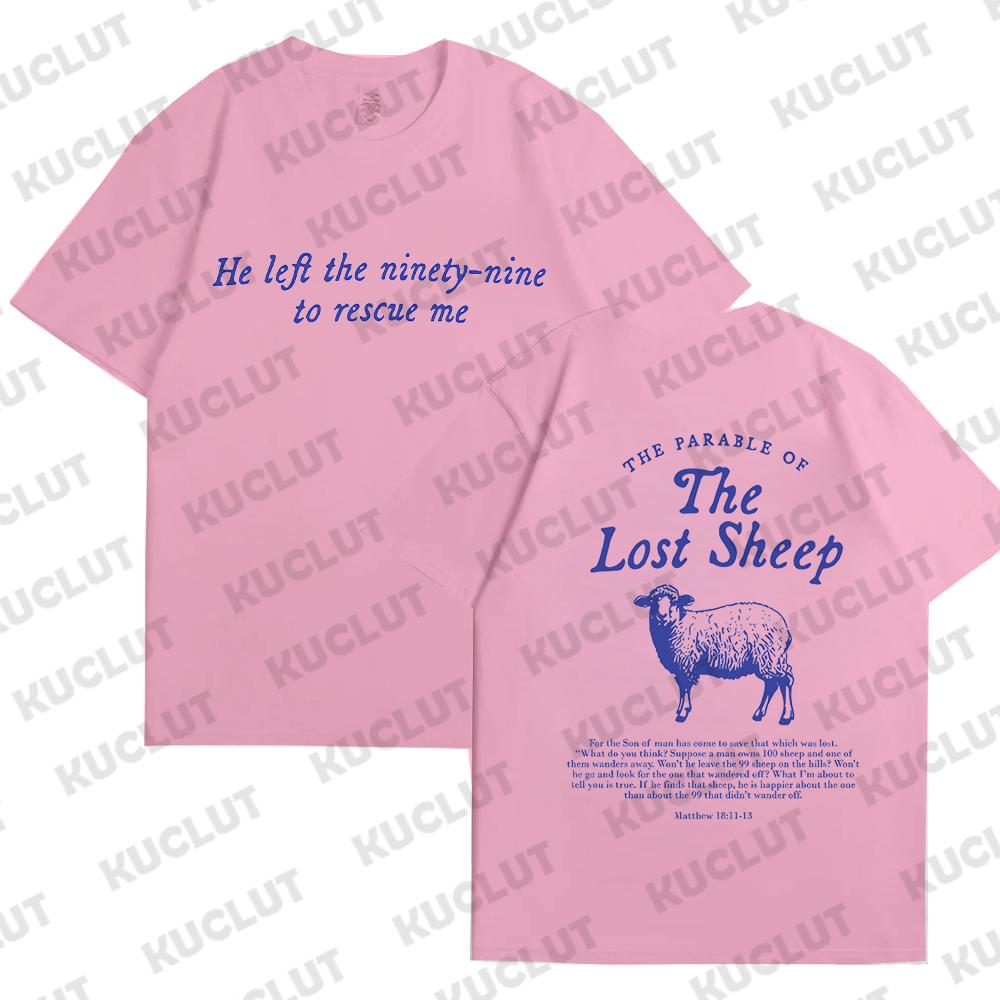 

Lost Sheep Back Print Bible Verse Women TShirts Christian Inspirational Graphic T Shirt God Worship Tees Religious Tops Gifts 4XL