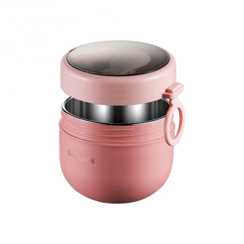 600ML Portable Plastic/Stainless Steel Lunch Box Heatable Vacuum Insulation Box Thermos Soup Storage Containers Kids Bento Boxes