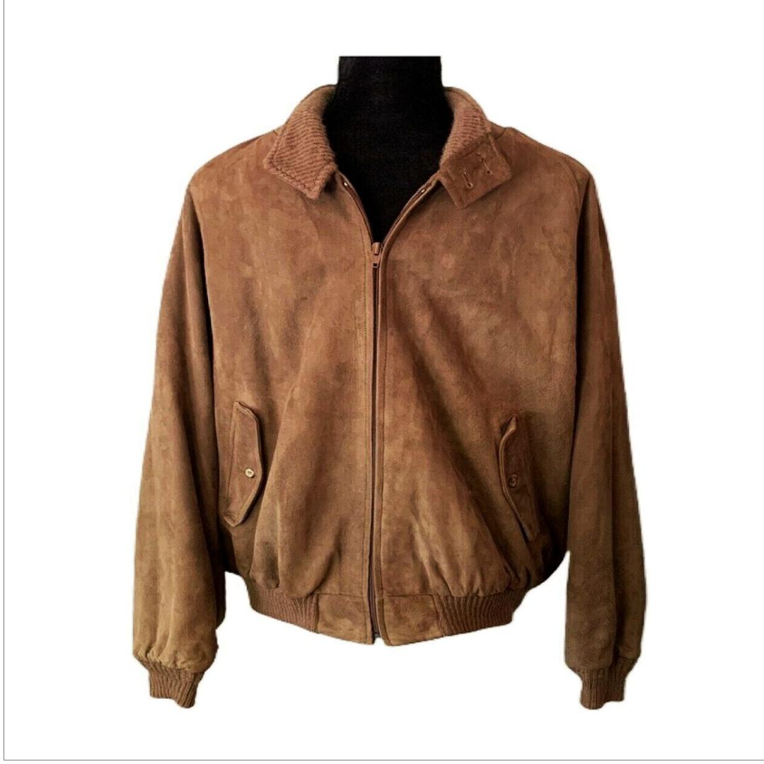 

Noora Men s Brown Suede Bomber Jacket ST086 XL коричневий