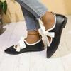 Autumn New Pointed Mary Jane Shoes Women's Shallow Single Shoes Bow Thick Heel Black Soft Leather Shoes