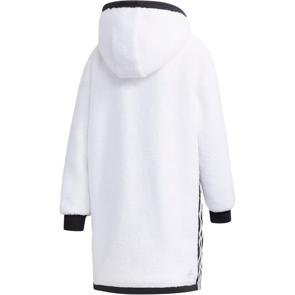 Adidas Městská Boa Dlouhá Bunda Fleece Teplá Středně Dlouhá Bunda s Kapucí Dámská Bunda Bílá GM1427
