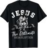 100% Baumwolle Unisex Jesus Ultimativer Kreuzheber Lustiges Christliches Trainings-Fitnessstudio T-Shirt
