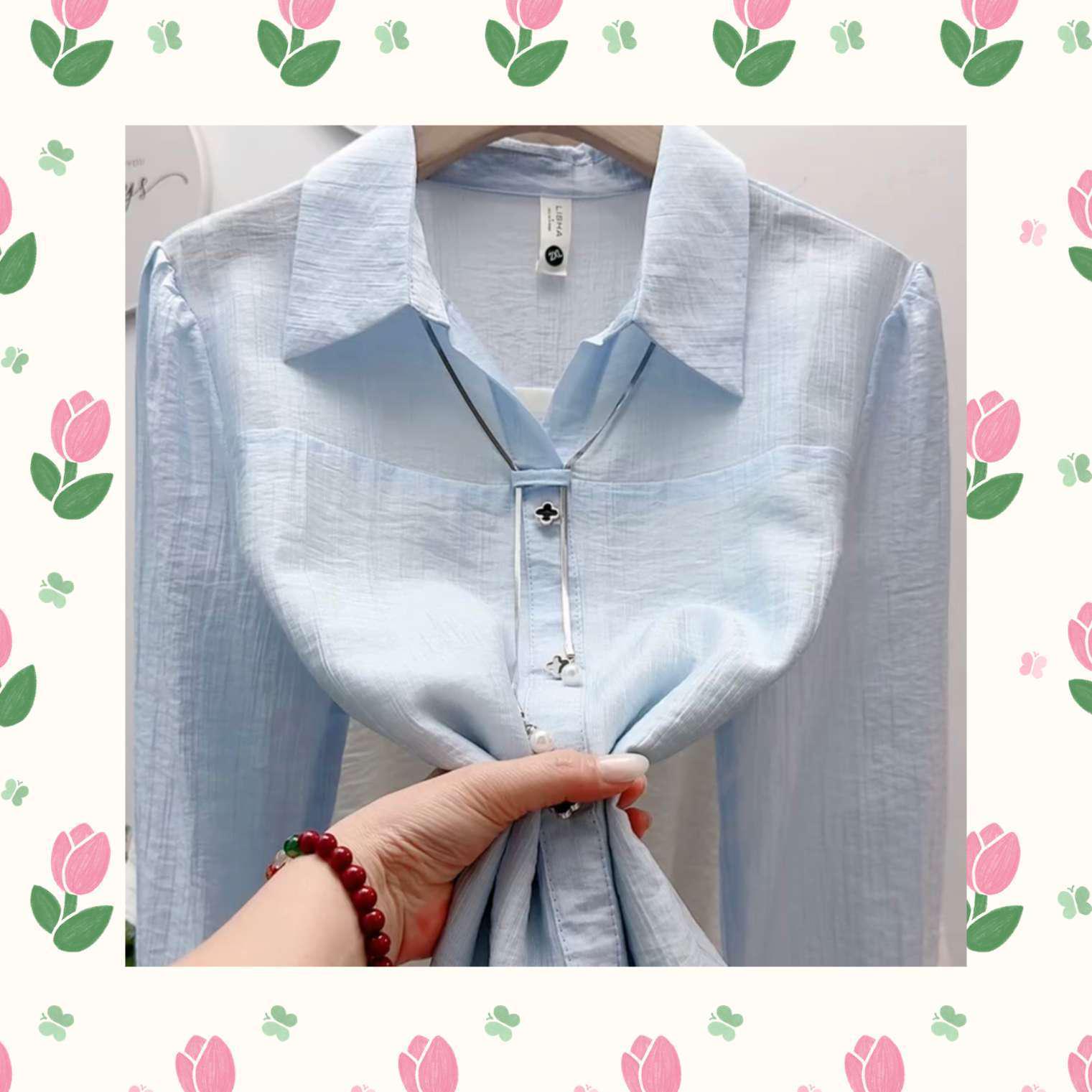 

Stylish Solid Color Loose-Fit Shirt for Middle-Aged and Elderly Moms - Fashionable, Slimming, Versatile Layer M (under 90 jin)