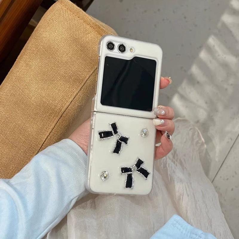 Drip Glue Light Luxury Bow for Samsung Zflip 7 Flip Folding Screen Phone Case, New High-end Zfold 6