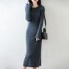 Women Sweater Dress 100% Wool MODERN NEW SAGA O-neck Knit Long Pullover Winter Jumpers Wool Long Dress Female