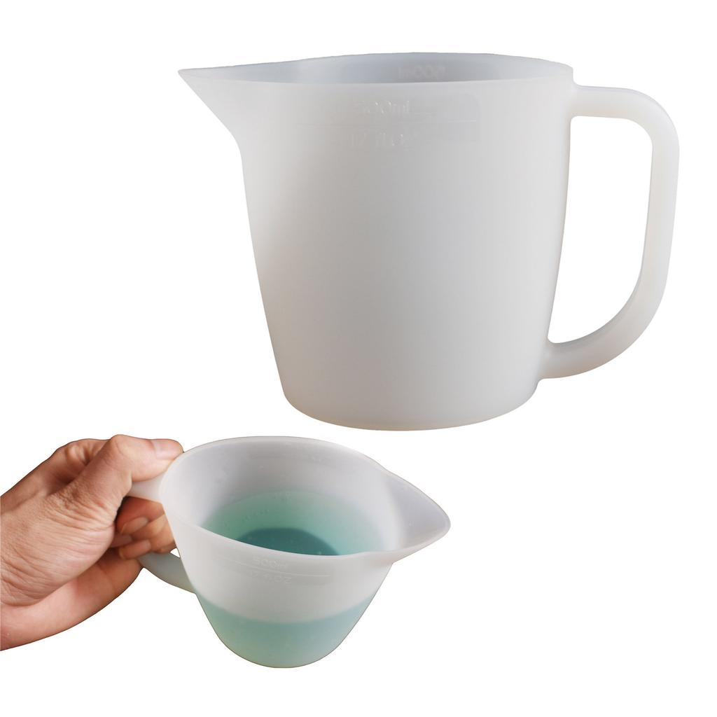 Reusable Silicone Resin Mixing Cup 500ml Split Design With Spout For Precise Pouring In Fluid Art And Epoxy Crafts
