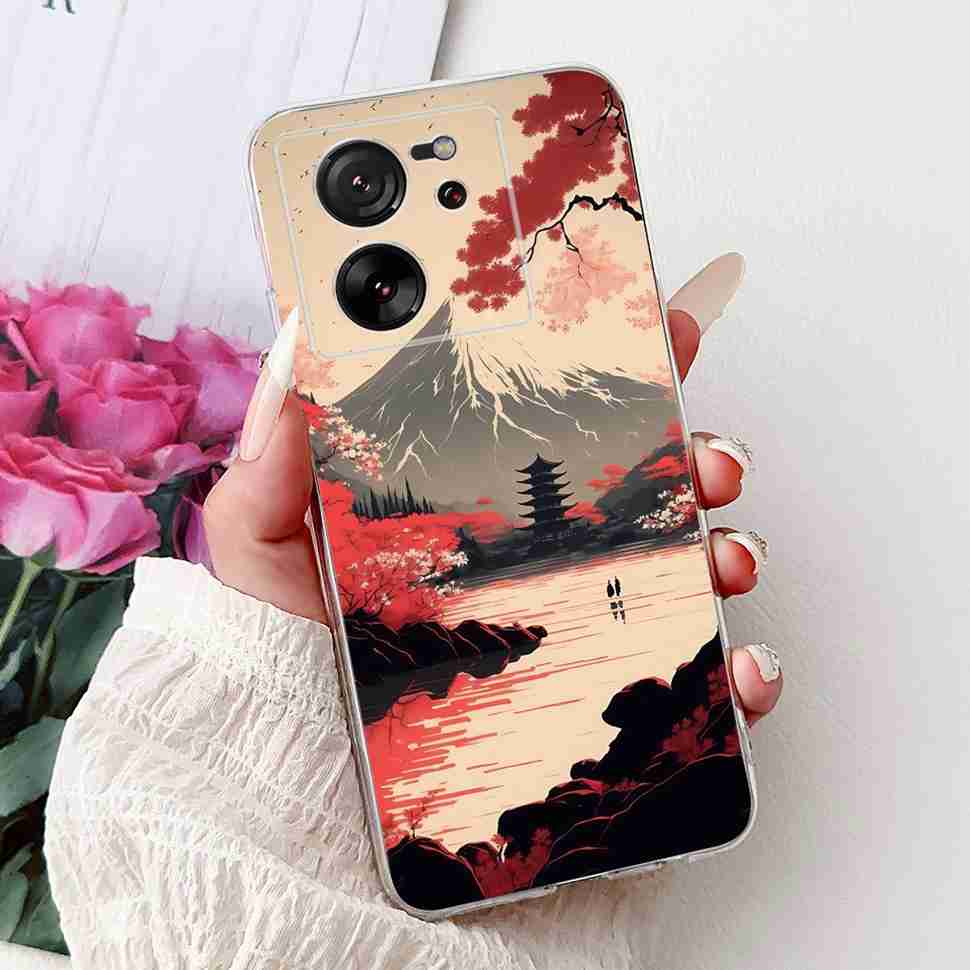 For Xiaomi Mi 13T 5G 6.67" Case Cartoon Bear Soft Silicone TPU Cover For Xiaomi Mi13T 5G 2306EPN60G 6.67" Colorful Flowers Shell