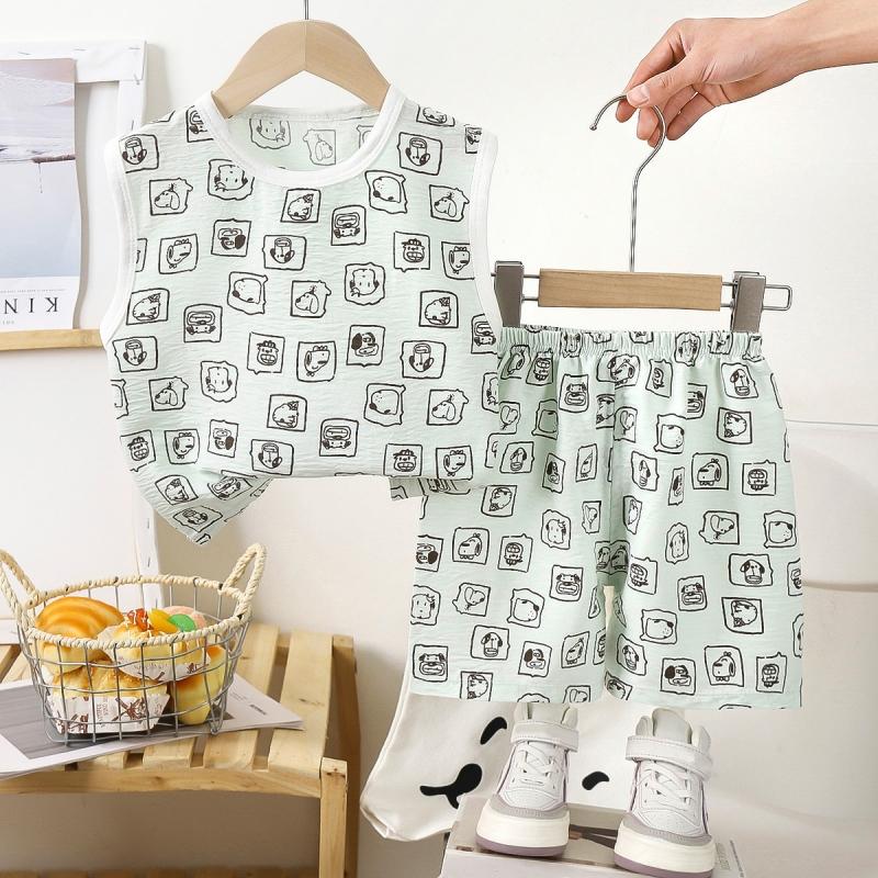 2tlg./Set Kind Unisex Entzückendes Kurzarm T-Shirt + Shorts Set Elastisch Kinder Lässig Sommerkleidung Bequemer Baby Mädchen Jungen Pyjama