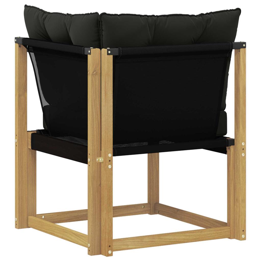Outdoor Corner Sofa Solid Acacia Wood Frame and Textilene Fabric White