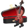 1Set Wood Small Miniature Violin Adornment Realistic Desktop Decor Photo Prop Stylish Home Accessory Tiny Violin