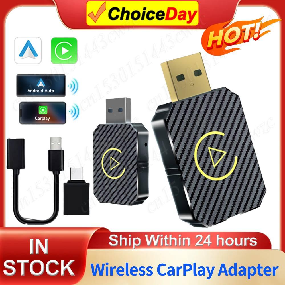 2 in 1 Wired to Wireless Carplay Android Auto Adapter Mini Box Car USB Dongle Plug&Play for OEM Wired CarPlay/Andriod Auto Cars