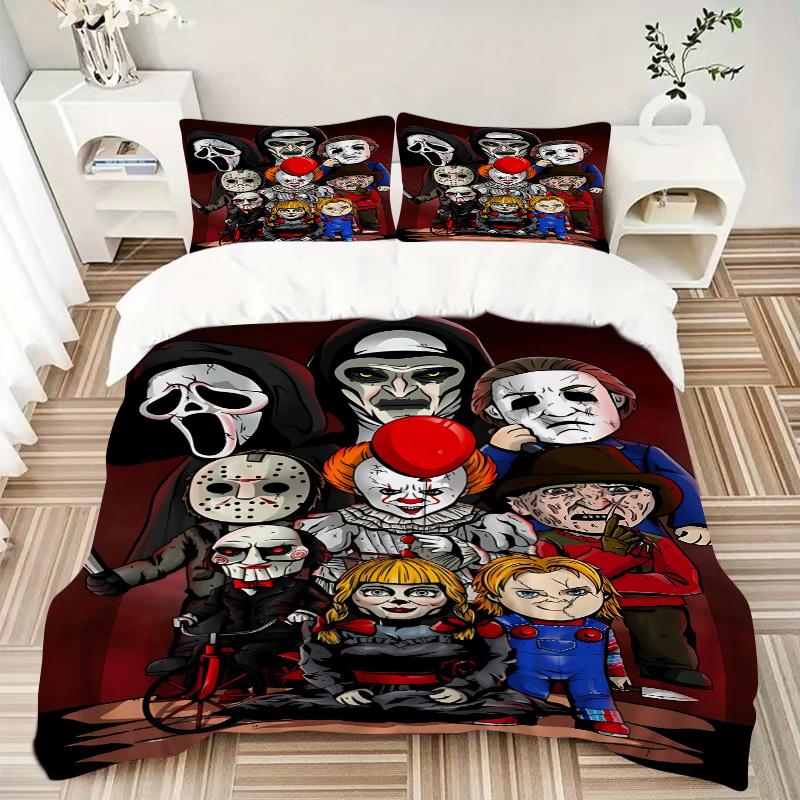 3pcs Horror Movie Characters Bedding Set. Soft and Comfortable with No Core Included (1x Duvet Cover + 2x Pillow Covers) yy251031091